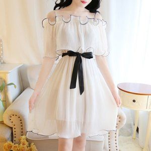 Women Chiffon Dress Mini pink Summer